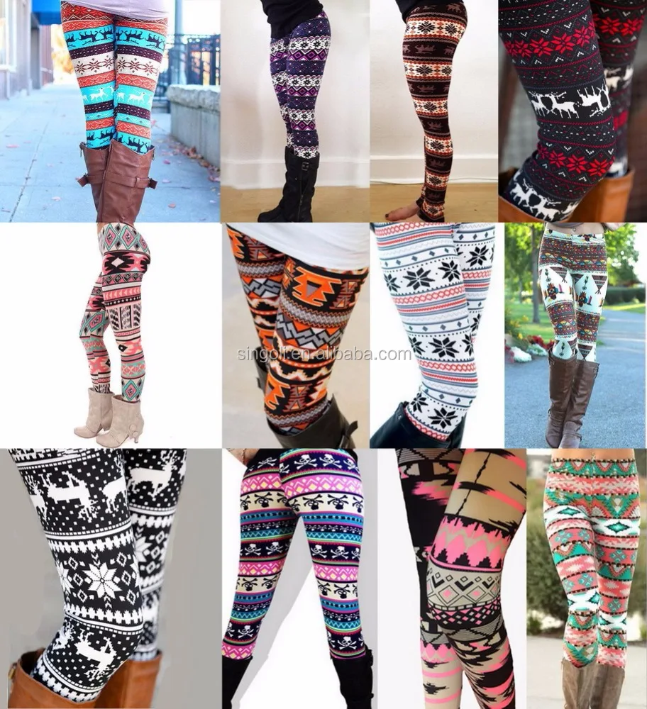 

Wholesale Stock Christmas Stretchy Leggings, Warm Yoga Leggings, Printed Reindeer Leggings, About 20 colors in stock