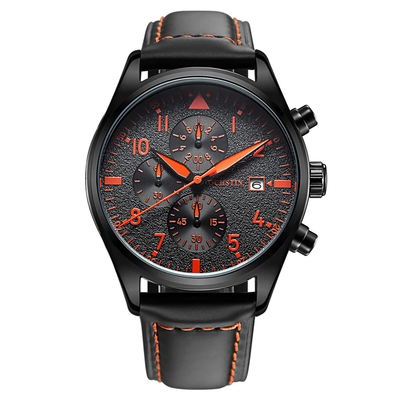 

OCHSTIN Quartz Watches GQ043B 3ATM Water Resistant Fashion Analog Men's Watch Luxury Genuine Leather Strap Trendy Man Wristwatch