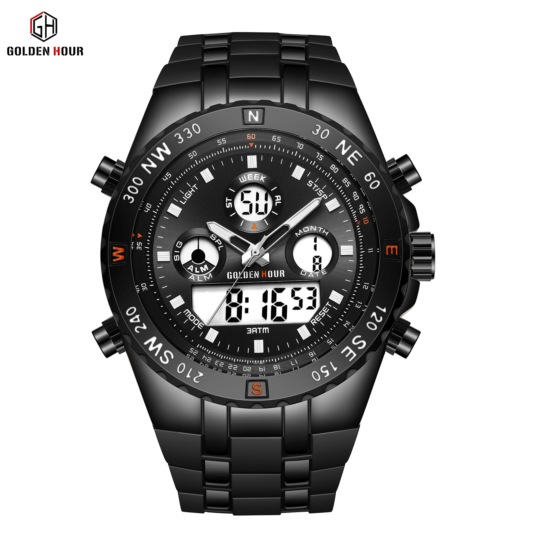 

GOLDENHOUR Men Luxury Quartz Wrist motion Watch Luminous Hands Clock Chronograph