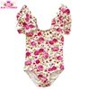 Kids Training dancewear fancy girls ballet leotards toddlers floral flutter sleeve ruffle leotard