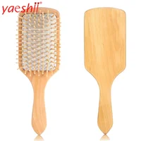 

Yaeshii square shape wood pins Wood Paddle Brush Wooden Hair Care Spa Massage Hair Brush