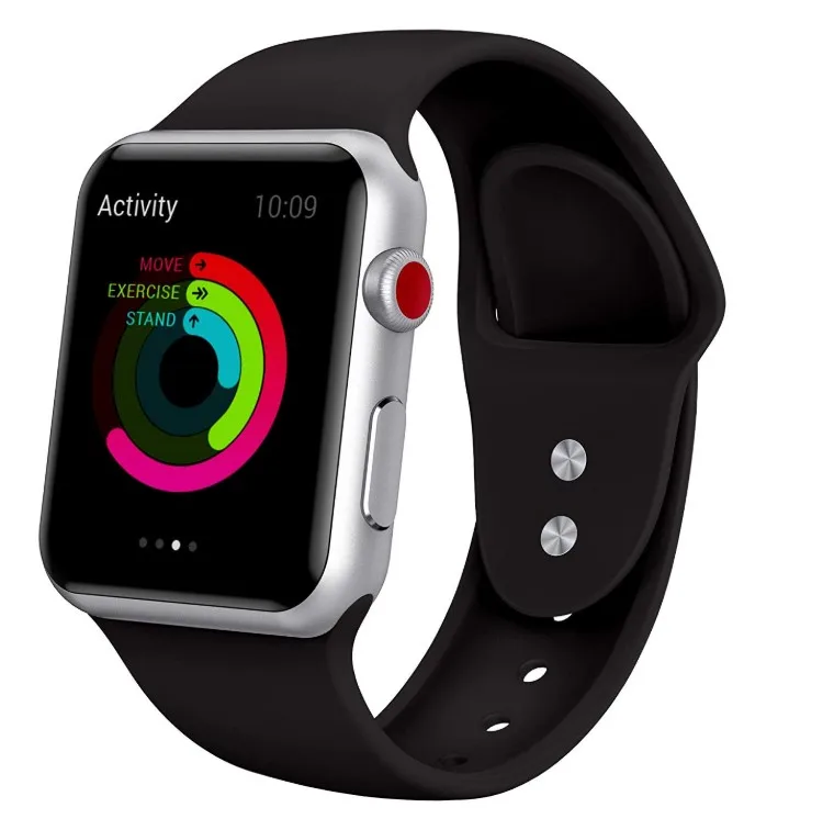 

High Quality Wholesale Silicone Watchband Rubber 38mm 42mm for Apple Watch, Pure color