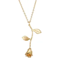 

New Arrival Gold Silver Rose Gold Plated Rose Flower Pendant Necklace Valentine's Day Gift Rose Flower Necklace