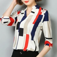 

Women Blouses 2018 Fashion Summer Tops Shirts Female Clothing Short 3/4 Long Sleeve Blusas 3D Chiffon Women's Blouse