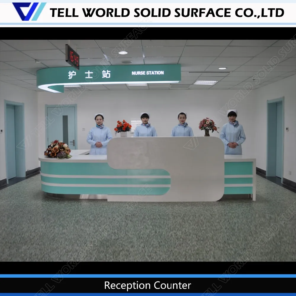 Acrylic Permukaan Padat Meja Resepsionis Stasiun Perawat 