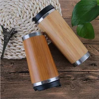 

Custom logo natural bamboo thermos with stainless steel