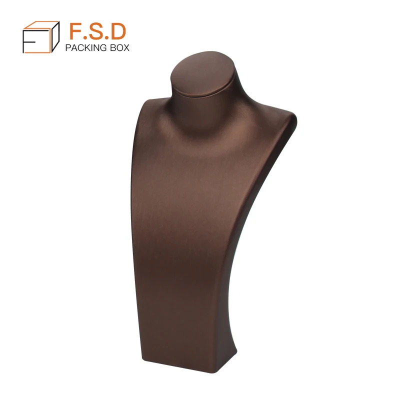 

FSD coffee color pu leather mannequin necklace stand jewelry display bust in stock, Various color