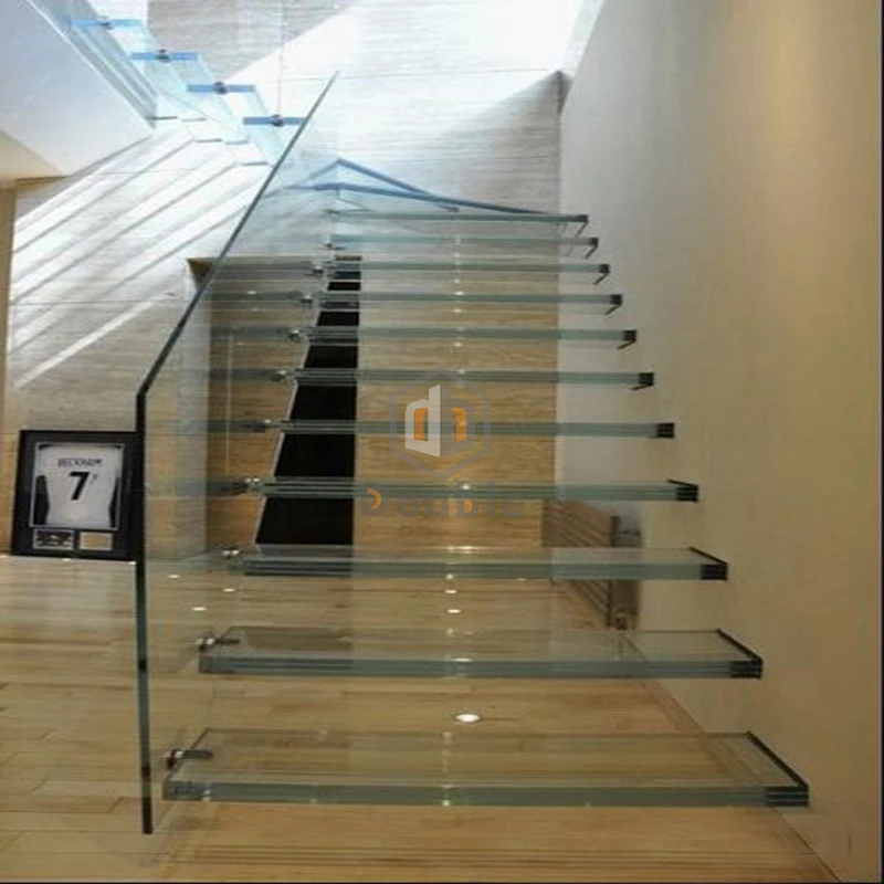 Granite Floating Stair Tread Glass Cantilever Staircase Led Floating