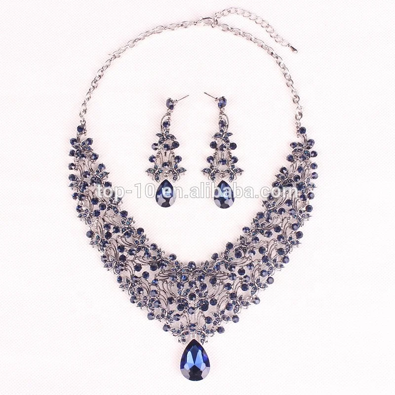 

Luxury Trendy Bridal Wedding Jewelry Sets Rhinestone Crystal Necklace Stud Earring Sets For Bridesmaid Women Costume jewelry