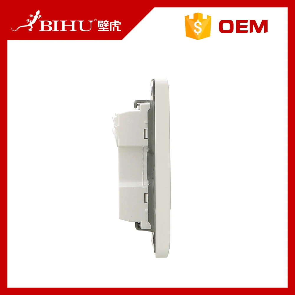 BIHU white color hotel use 4 gang 1way wall light switch and socket