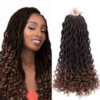 

Synthetic Goddess Locs Crochet Braid Hair Wavy Curly Ends Twist Dreadlocks Soft Faux Locs Ombre Braiding Hair