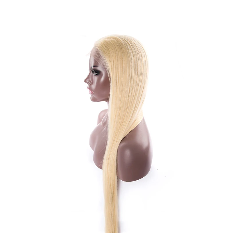 

Virgin Long Hair Straight Glueless 613 Blonde Human Hair Full Lace Wig With Baby Hair, Natural color #1b/ oem