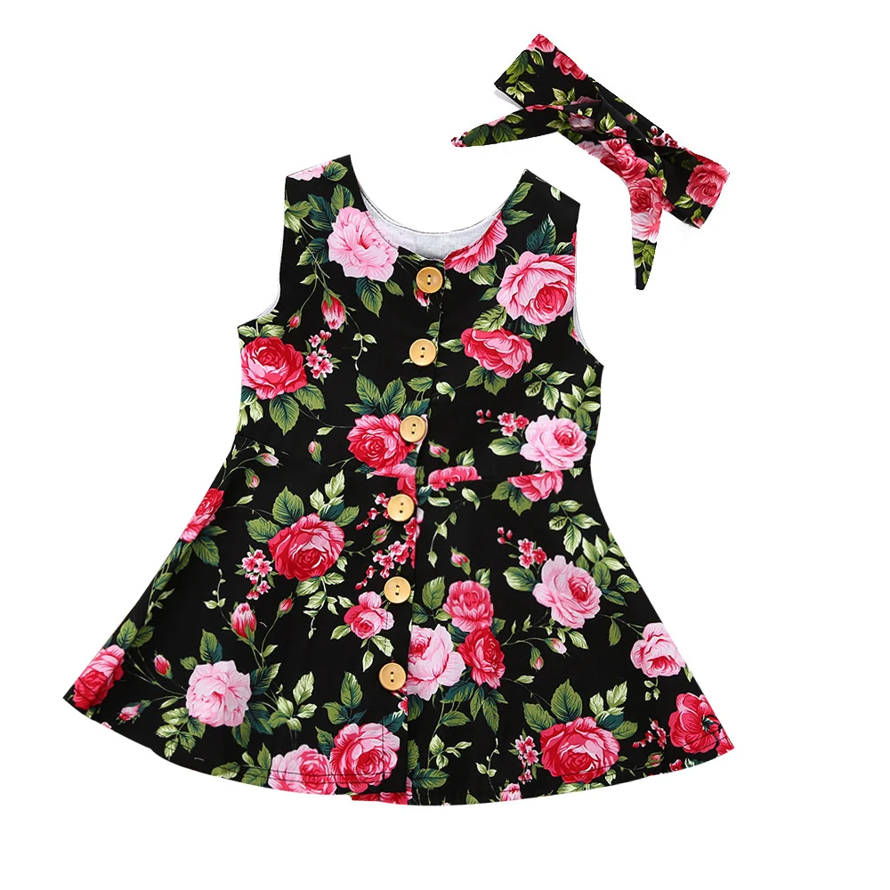 

DR1901SHQ001 Good Quality Modern Girls Dresses Wholesale Kids Clothing, Black