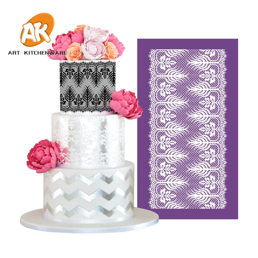 

AK Fondant Cake Decorating Lace Flower Stencil Cake Tools Wedding Cake Decoration Mesh Stencil