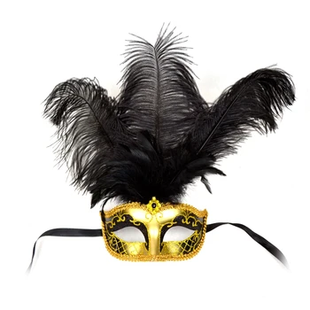 different colors new design masquerade masks with ostrich feathers