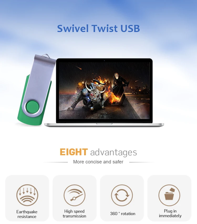 Factory Bulk 2Gb 4Gb 8Gb 16Gb 32Gb 64Gb Custom Logo 2.0 3.0 Swivel Pendrive Stick Wholesale Usb Flash Drive