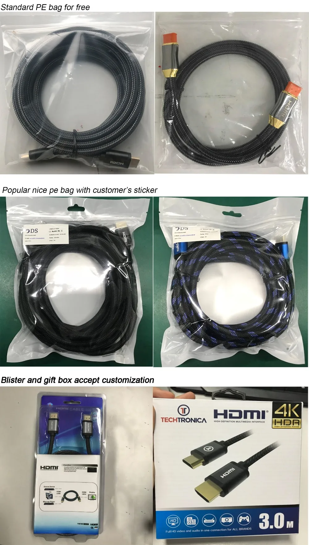 Manufacturer Male to Male 24K Gold Plated OFC 4K and 3D Braided HD PS4 HDMI Cable - ANKUX.COM