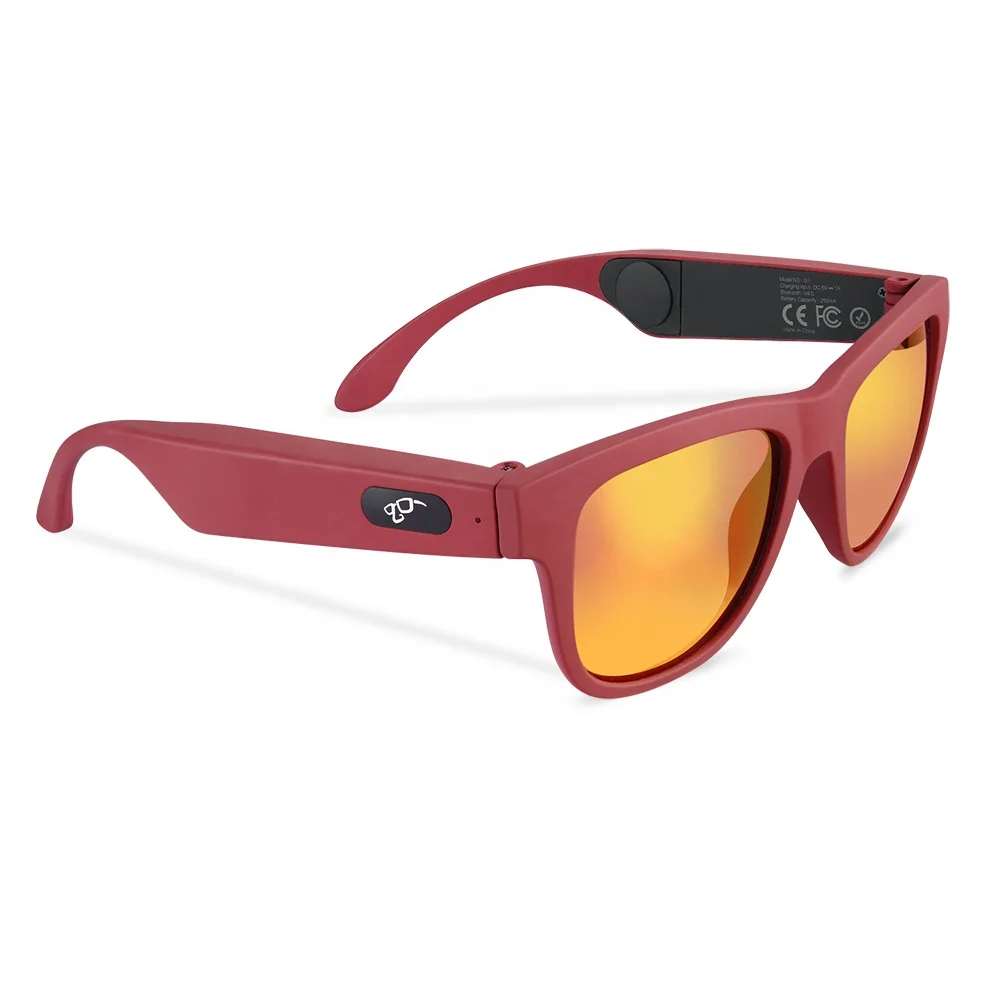 

2019 wireless bone conduction earphone headphone sun glasses with integranted speaker