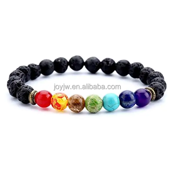 

Unisex hot products 8mm lava stone beads 7 chakra bracelet, Customized