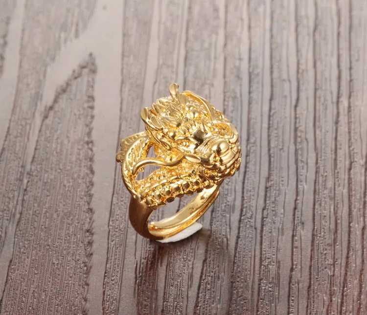 Thailand Plated Yellow Gold Jewelry Fashion Men Dragon Ring Free ...