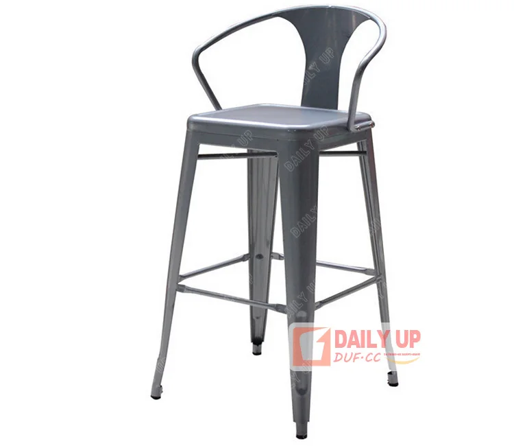 Iron Coffee Shop Chairs 75cm Metal Bar Stools China with Backrest High Chairs For Bars Using