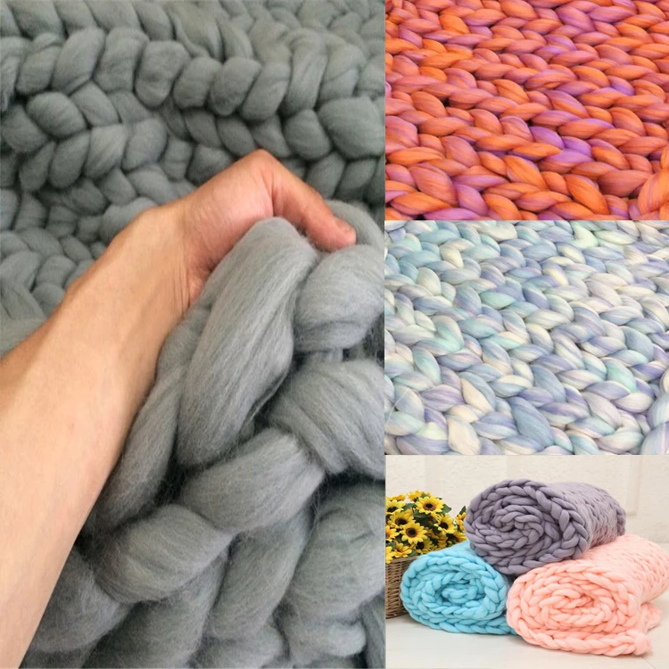 Super Giant Yarn. Super Bulky Merino Extreme Arm Knitting Blanket Kit