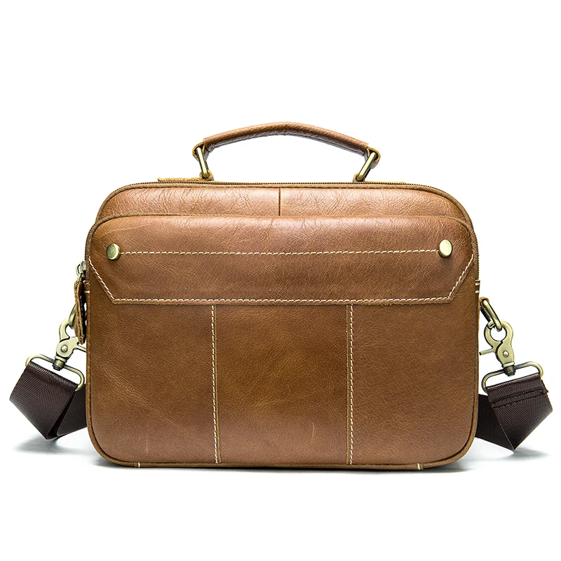 

Amazon Hot Selling Brand Mens Briefcase Handbag Men Vintage Genuine Leather Custom Cross Body Shoulder Bag With Logo Mens 8620, Coffee