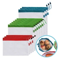

12pcs/set Reusable Mesh Produce Bags Washable Eco Friendly Bags for Grocery Shopping Storage Fruit Vegetable Toys Sundries
