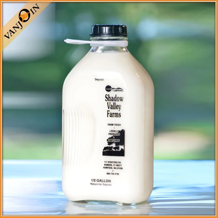 1/2 Gallon 64 Oz Dairy Milk Glass Bottles With Plastic Cap Hot Sale