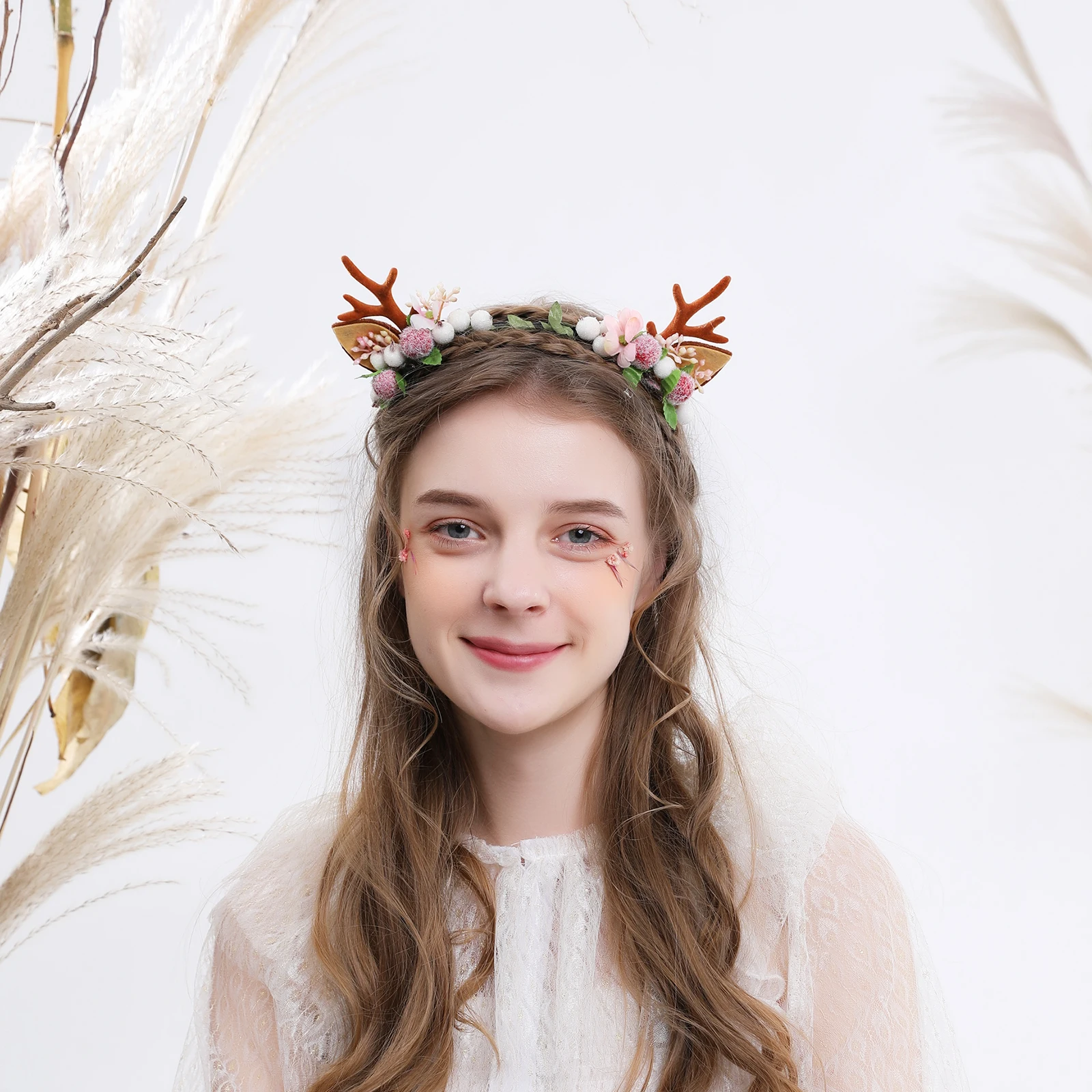 

931G Children Hair Band Festival christmas Party reindeer Hair Decoration Antler Flower Headbands