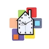 Color blocks fashion creative wall clock modern personality mute wooden children's room kindergarten decoration wall clock