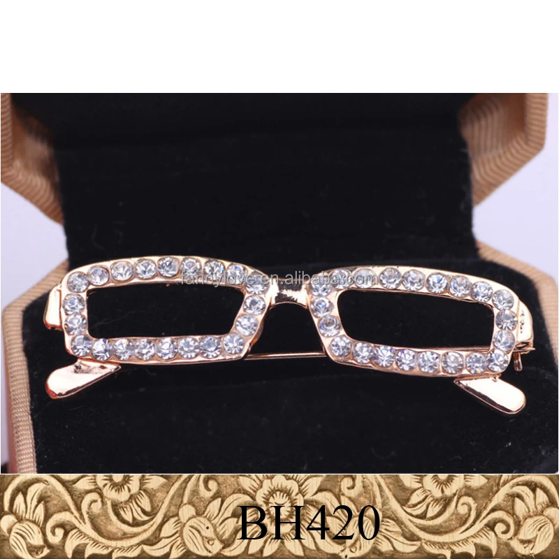 

Fancylove Jewelry crystals brooch gold silver plating good quality unique design eyeglass holder brooch pins, As pictures or as customer request