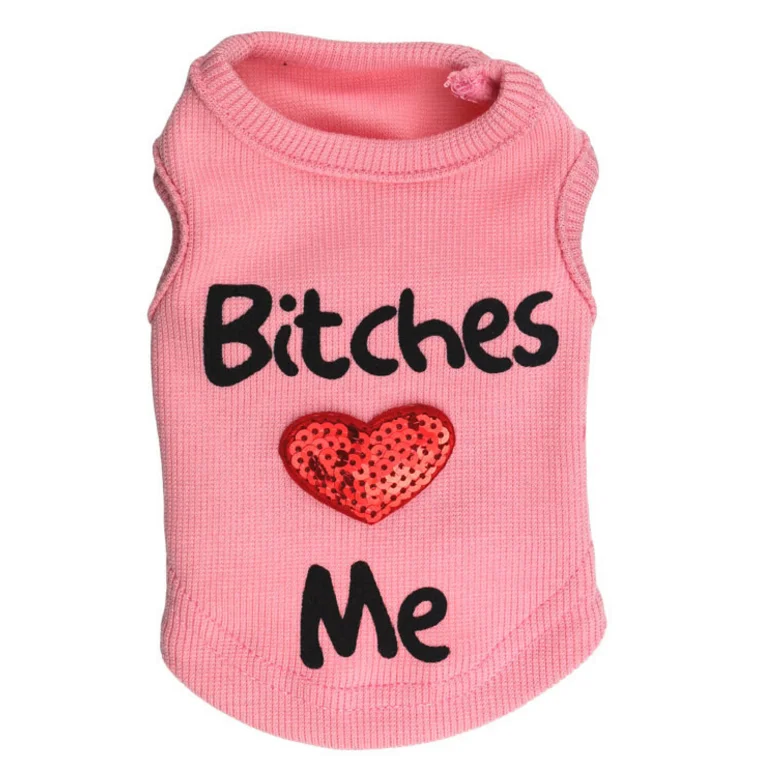 

bitches love me pet dog vest polyester sleeveless pet products dog apparels, Red,blue,black,pink,white,yellow,gray