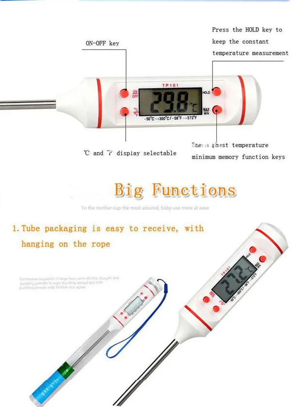 Tp101 Ce Approved Digital Meat Thermometer,Kitchen Cooking Grill Food