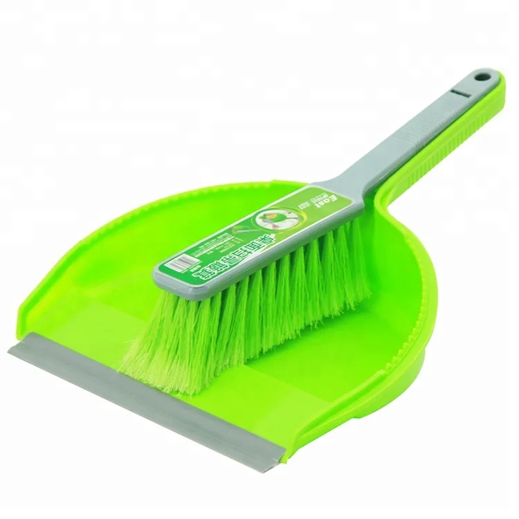 

Broom Stick Sweeping soft cleaning brush dustpan set, Green