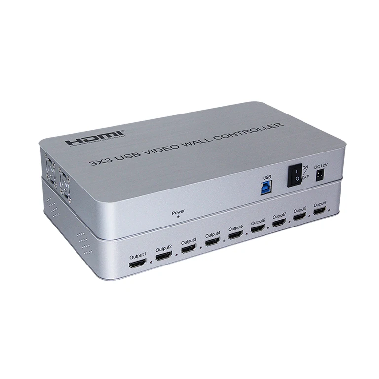 

4K HDMI 3x3 Video Wall Controller USB Input 9 HDMI output,support 1x2,1x4,2x2,4x2,3x3,2x3, Silver