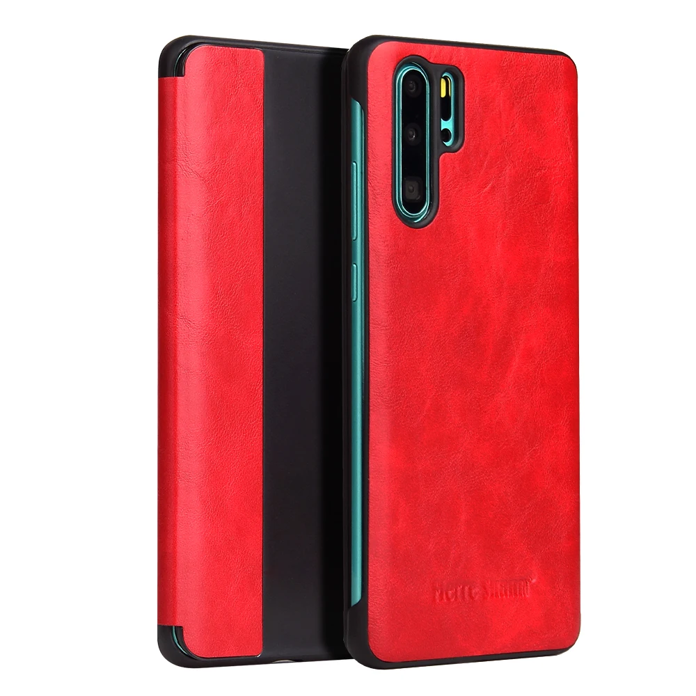 

Auto-Sleep Window Flip Case Leather Cover for Huawei P30 Pro Magnetic Case, Black, brown, red