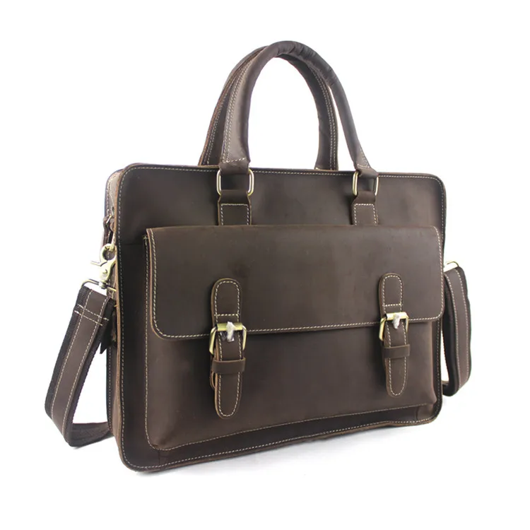 

Factory Dropshipping Latest Business Work Retro Hard Tote Handbag Mens Leather Briefcase Laptop Bag 1138, Coffee