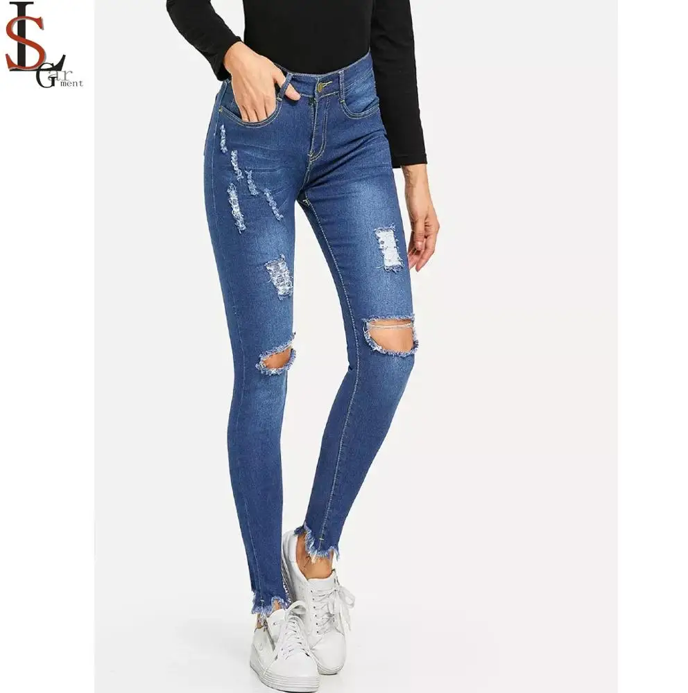 dark ripped jeans women's