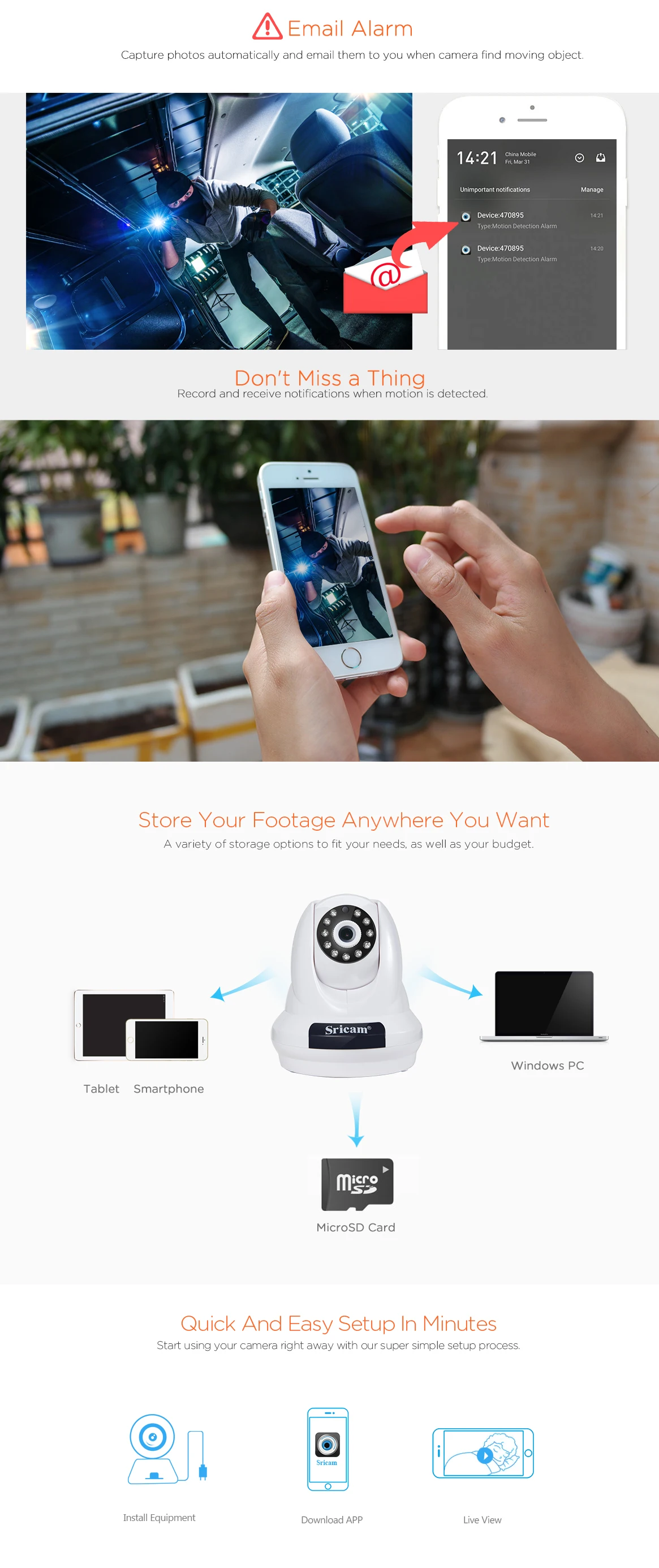 Sricam SP018 P2P 1080P infrared security camera system wireless best