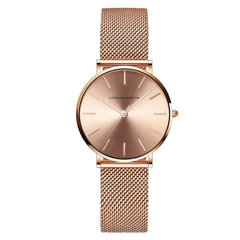 

Hannah Martin CC36 Luxury Watches Stainless Steel Mesh Band Lady Charm Dress Quartz Analog Waterproof Women Watches Female Clock