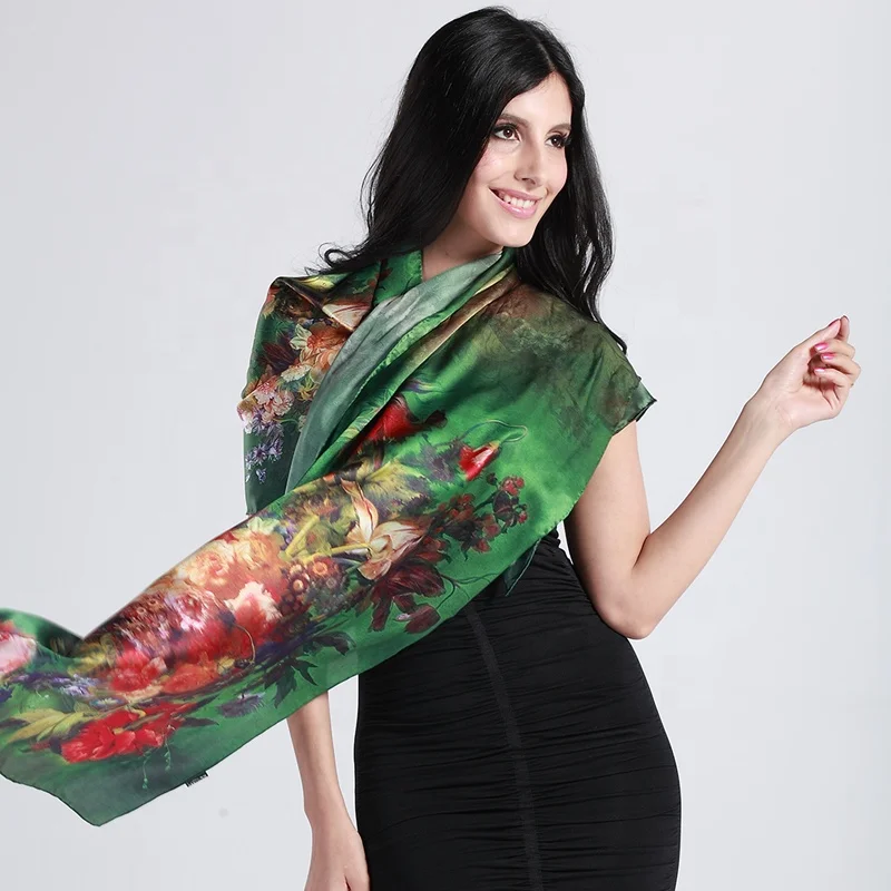 fashion Oversized Printed Silk Scarf Custom manufacturers china online shopping