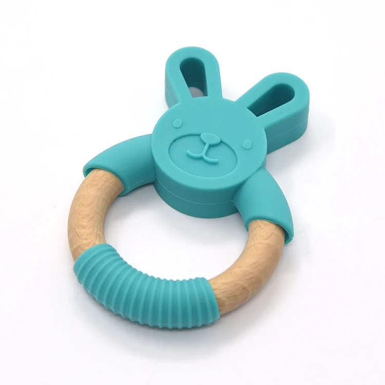 
baby products wooden silicone ring teether 