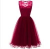 Elegant Red Lace dress Women Patchwork Slash Neck Short Sleeve Sashes Tunic Dress 2019 Summer Ladies Sexy Evening Party Dresses