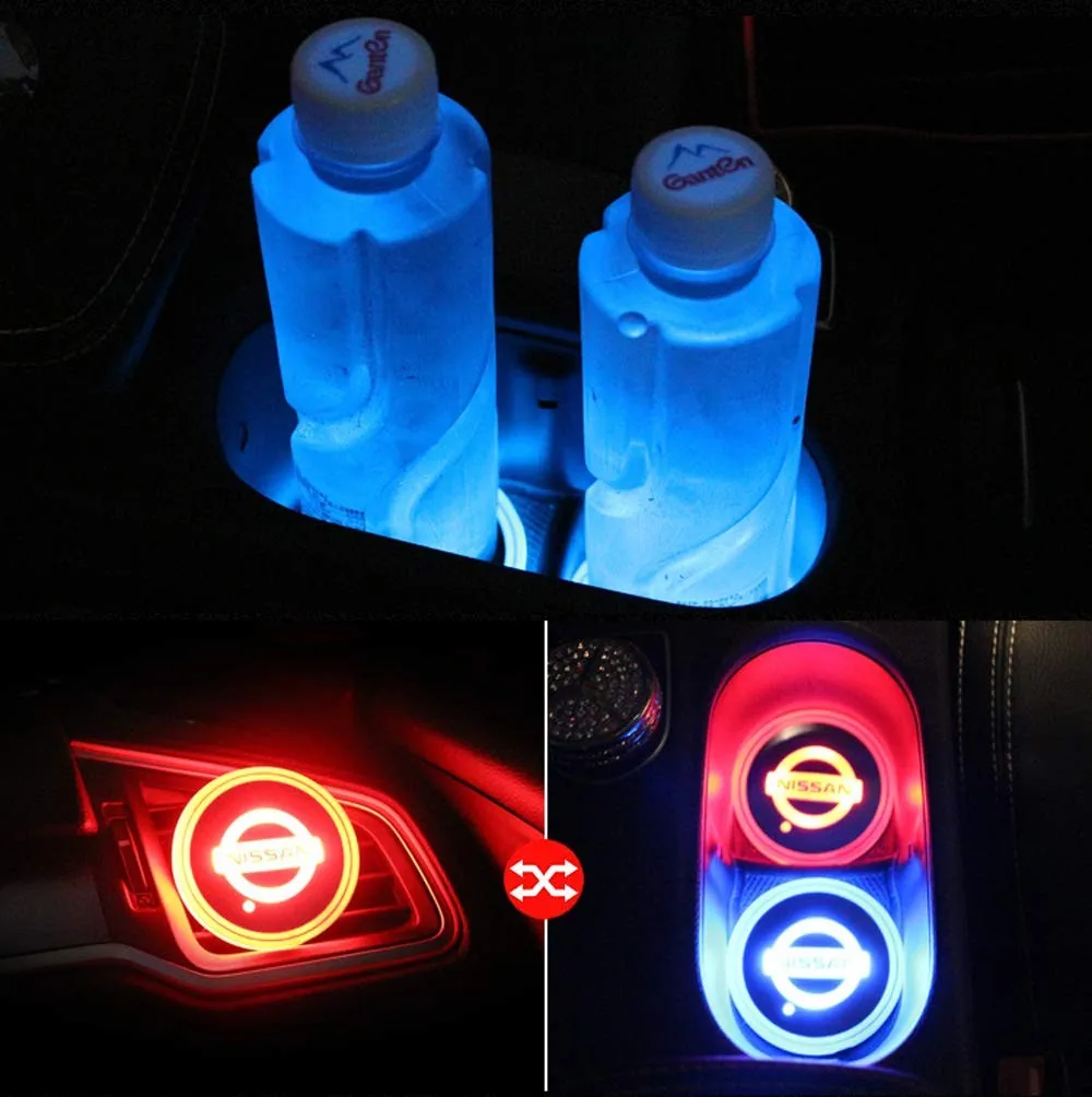 Led Cup Holder Car 7 Colors Changing 17 Modes Usb Charging Luminescent