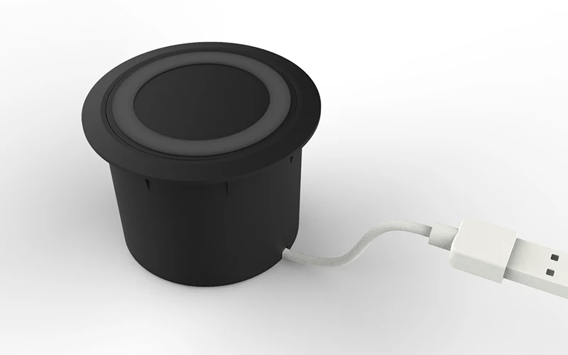 2 In 1 Computer Grommet Qi 10w Fast Wireless Charger With Pop Up 2 Usb