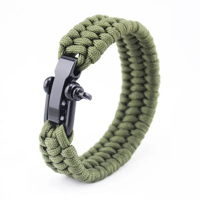 

Outdoor Survival Tactical Braided Stainless Steel Adjustable 550 Paracord Bracelet, More than 270 colors