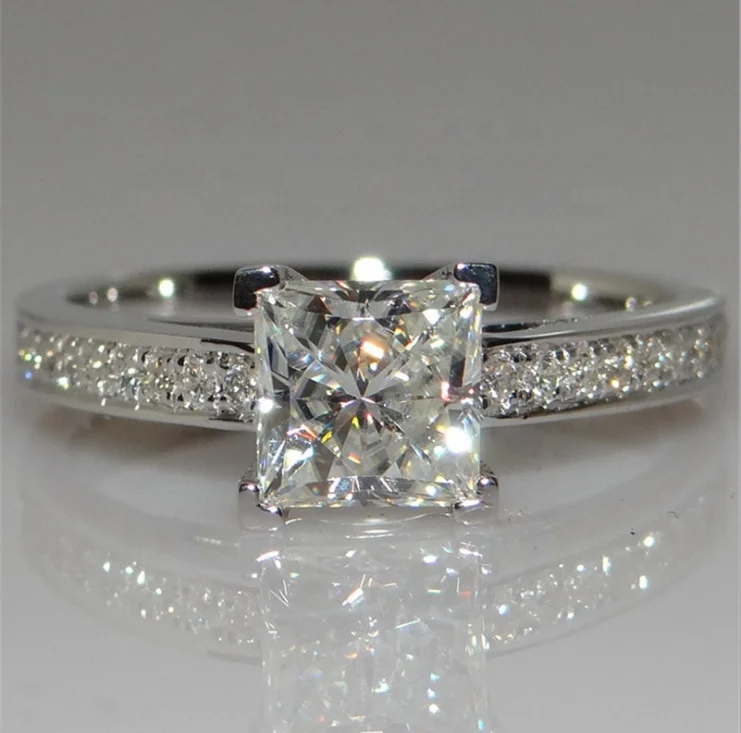 

Fashion Jewelry New Ring for Women Female Square Cubic Zirconia Rings Party Gift, Silver color