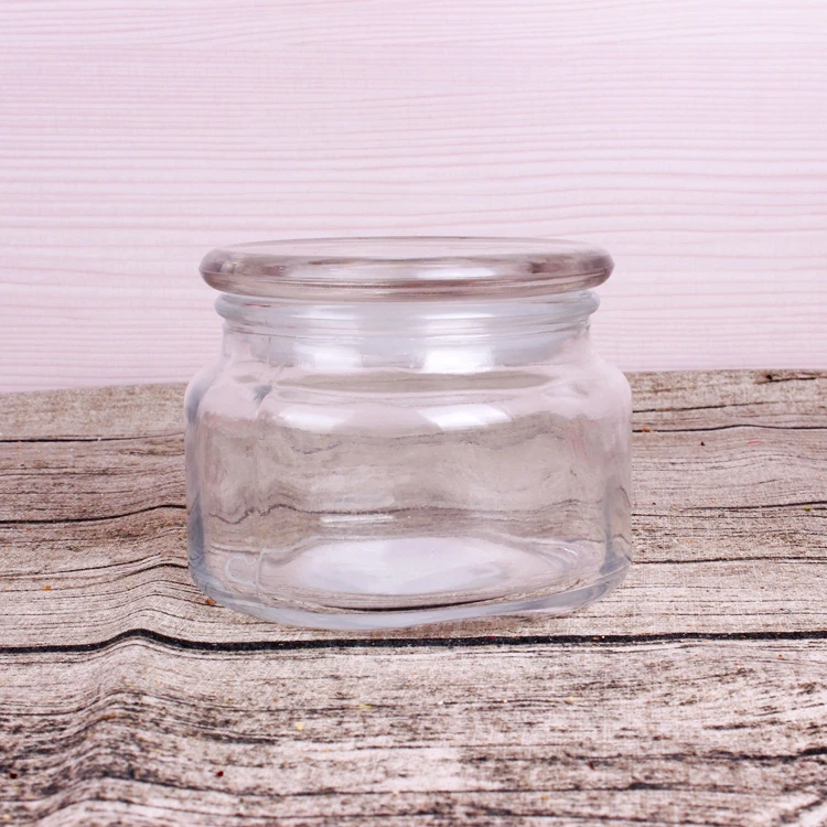 

300ml 500ml 700ml glass crystal candle holder empty candle jars with glass flat lid, Clear transparent