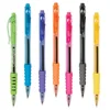 Fashion cheap price ABS plastic colorful barrel soft rubber grip side pusher click style 1.0 mm black ink transparent ball pen